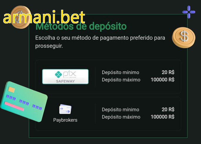 O cassino armani.betbet oferece uma grande variedade de métodos de pagamento